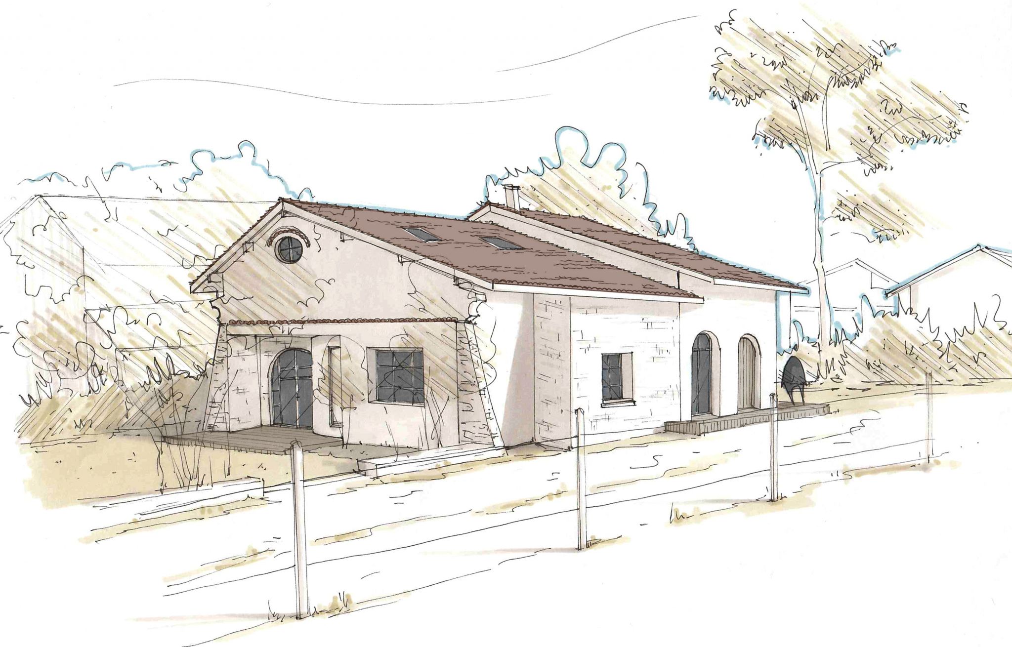 Lala Architectes_Maison_Landes_bois_renovation_croquis_esquisse_extérieur_